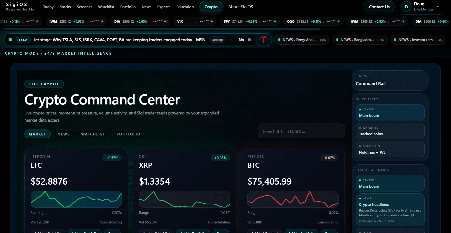 Crypto command center